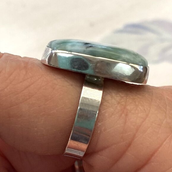 Larimar Sterling Silver Ring (size 7.5) - Picture 3 of 4